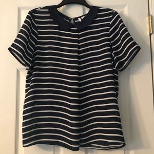 Cute Navy and White Collared Blouse | Elle